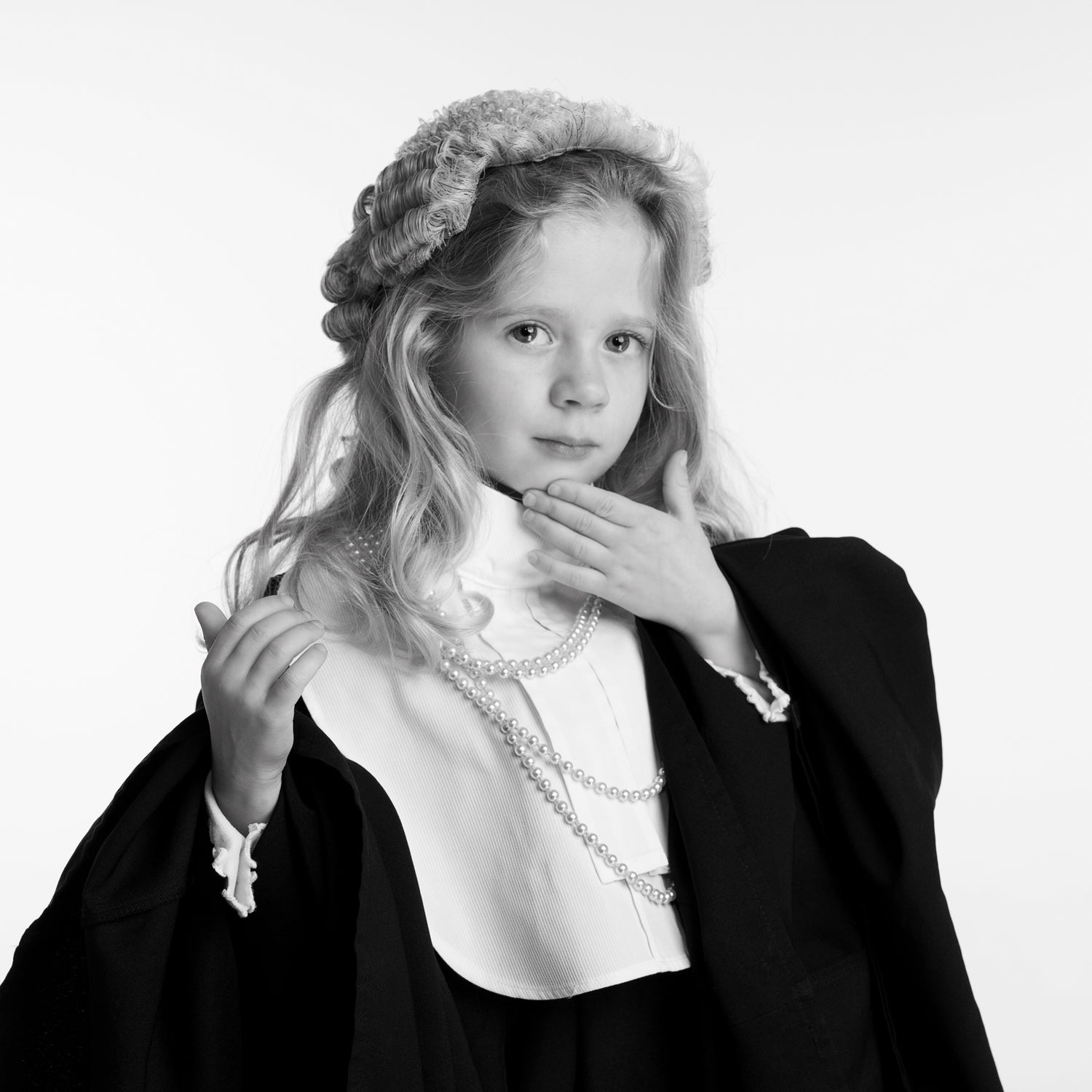 Portrait of a young girl dressed as a barrister