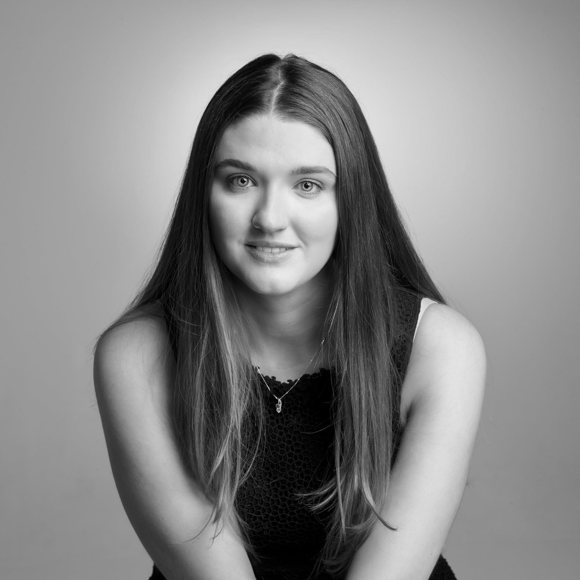 Business Profile Portrait for LinkedIn of a young woman in black and white by PHOTOGENIC Dalkey