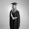 Graduation Portrait of a woman in black and white